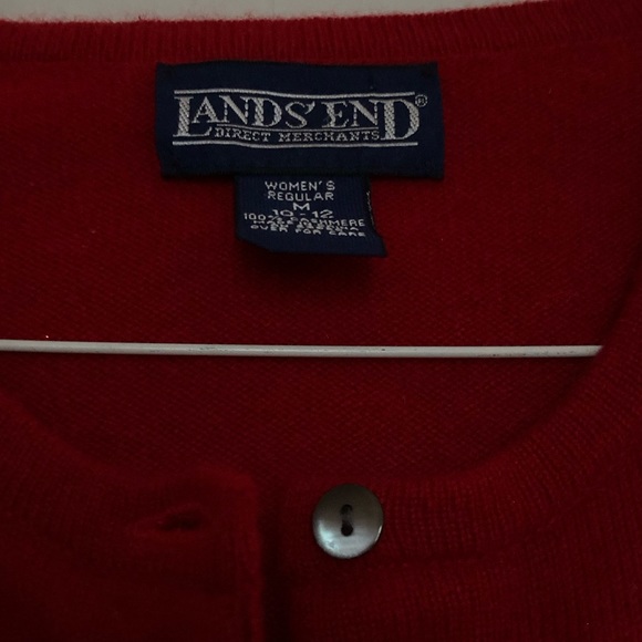 100% Cashmere Womens red cardigan medium LANDSEND - Picture 4 of 6